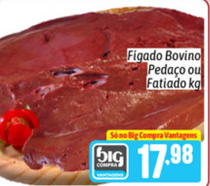 Supermercados Big Compra Figado Bovino Pedaco ou fatiado 1kg oferta