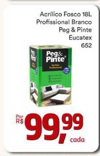 Acrílico Fosco 18l Profissional Branco Peg & Pinte Eucatex