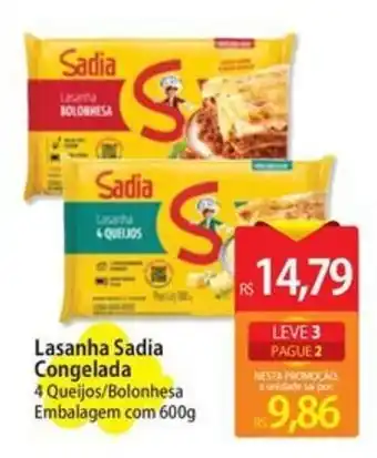 Atacadão Lasanha Sadia Congelada Embalagem com 600g oferta