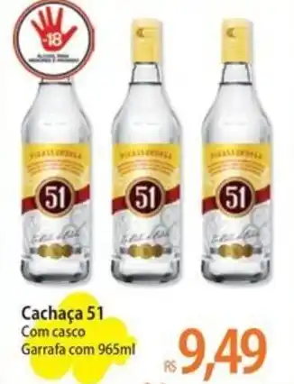 Atacadão Cachaça 51 Com casco Garrafa com 965ml oferta