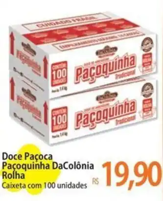 Doce Paçoca Paçoquinha DaColônia Rolha Caixeta com 100 unidades