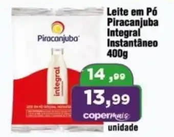 Copercana Leite em Pó Piracanjuba Integral Instantâneo 400g oferta