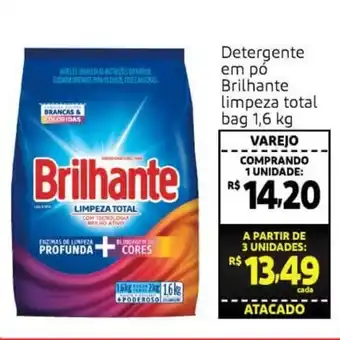 Extra Supermercado Detergente em po Brilhante Limpeza Total bag 1.6kg oferta