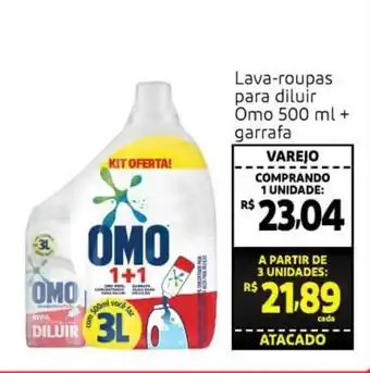 Extra Supermercado Lava-roupas para diluir Omo 500ml + garrafa oferta