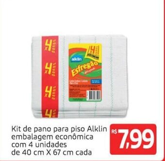 Extra Supermercado Kit de pano para piso Alklin embalagem economica com 4 unidades de 40cm x 67cm cada oferta