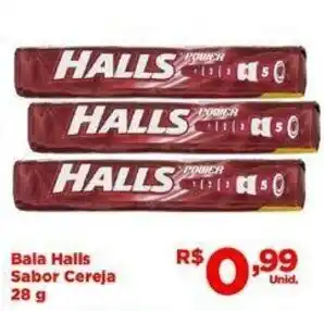 Bala Halls Sabor cereja 28g