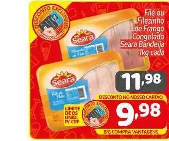 Supermercados Big Compra Filé Ou Filezinho De Frango Congelado Seara Bandeja Cada 1kg oferta