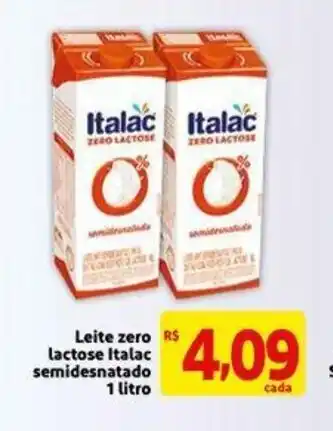 Extra Leite zero Lactose Italac semidesnatado 1L oferta