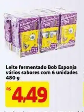 Extra Leite fermentado Bob Esponja varios sabores com 6 unidades 480g oferta