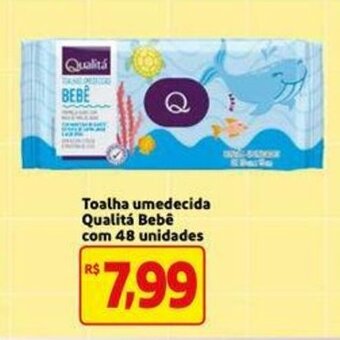 Toalha umedecida Qualita Bebe com 48 unidades