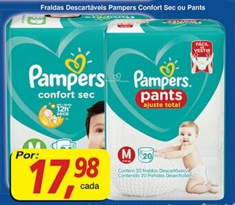 Supermercados Guanabara Fraldas Descartaveis Pampers Comfort Sec ou Pants oferta