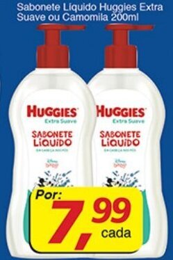 Supermercados Guanabara Sabonete Liquido Huggies Extra Suave ou Camomilla 200ml oferta