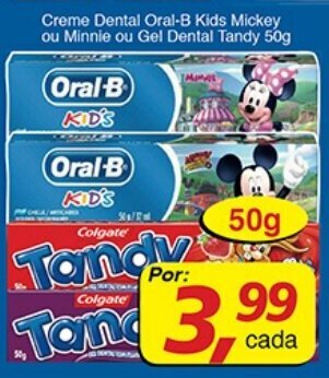 Supermercados Guanabara Creme Dental Oral-B Kids Mickey ou Minnie ou Gel Dental Tandy 50g oferta