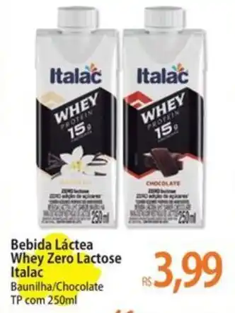 Atacadão Bebida Láctea Whey Zero Lactose Italac Baunilha/Chocolate TP com 250ml oferta