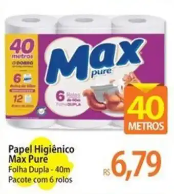 Atacadão Papel Higiênico Max Pure Folha Dupla - 40m Pacote com 6 rolos oferta