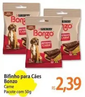 Atacadão Bifinho para Cães Bonzo Carne Pacote com 50g oferta