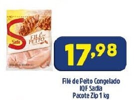 Arena Atacado File de Peito Congelado IQF Sadia pacote zip 1kg oferta