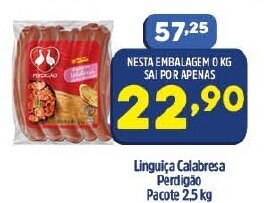 Arena Atacado Linguica Calabresa Perdigao pacote 2.5kg oferta