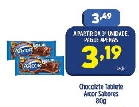 Arena Atacado Chocolate Tablete Arcor Sabores 80g oferta