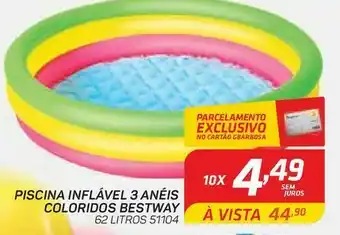 Piscina inflável bestway 3 anéis coloridos