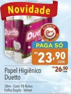 Supermercados Condor Papel Higiênico Duetto 30m-Com 18 Rolos Folha Dupla - Velvet oferta