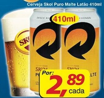 Supermercados Guanabara Cerveja Skol Puro Malte latao 410ml oferta