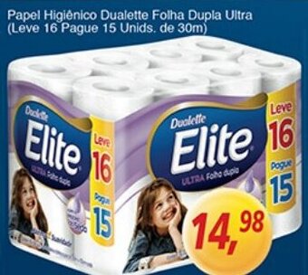 Supermercados Guanabara Papel Higiénico Dualette Folha Dupla Ultra (Leve 16 pague 15 unids. de 30m) oferta
