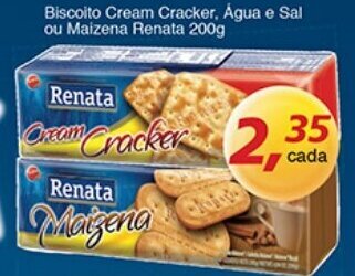 Supermercados Guanabara Biscoito Cream Cracker, Agua e Sal ou Maizena Renata 200g oferta