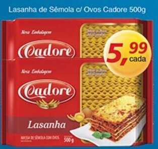 Supermercados Guanabara Lasanha de Semola c/ Ovos Cadore 500g oferta