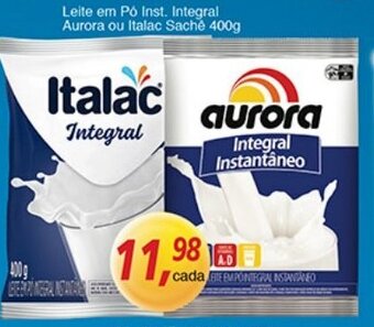 Supermercados Guanabara Leite em po inst. Integral Aurora ou Italac Sache 400g oferta