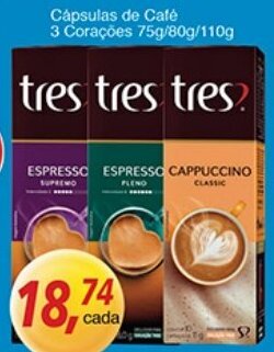 Supermercados Guanabara Capsulas de Cafe 3 Coracoe 75g/80g/110g oferta