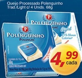 Supermercados Guanabara Queijo Processado Polenguinho Trad/ Light c/ 4 unids. 68g oferta