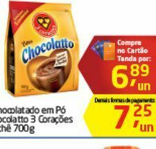 Tenda Atacado Achocolatado em pó chocolatto 3 coraçoes 700g oferta