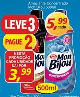 Supermercados Guanabara Amaciante Concentrado Mon Bijou 500ml oferta