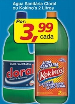 Supermercados Guanabara Agua Sanitaria Cloral ou Kokino's 2L oferta