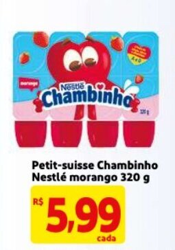 Mercado Extra Petit Suisse Chambinho Nestle Morango 320g oferta