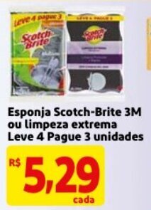 Mercado Extra Esponja Scotch-Brite 3M limpeza extrema Leve 4 Pague 3 unidades oferta