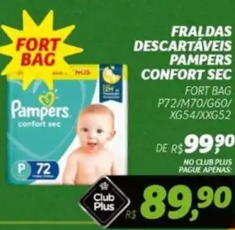 FRALDAS DESCARTÁVEIS PAMPERS CONFORT SEC FORT BAG P72/M70/G60/ XG54/XXG52