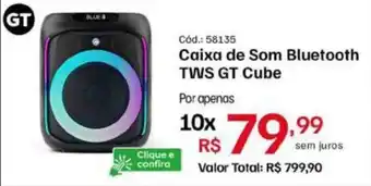 Caixa de Som Bluetooth TWS GT Cube