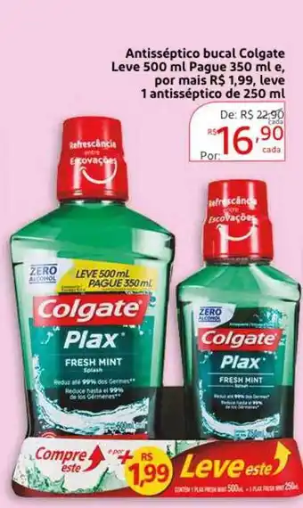 Antisséptico Bucal Colgate Leve 500ml Pague 350ml