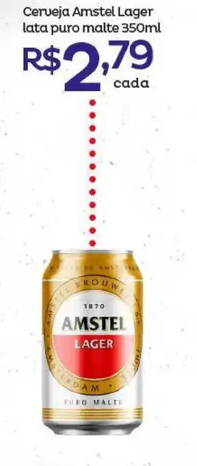 Super Lagoa Cerveja Amstel Lager Lata Puro Malte 350ml oferta