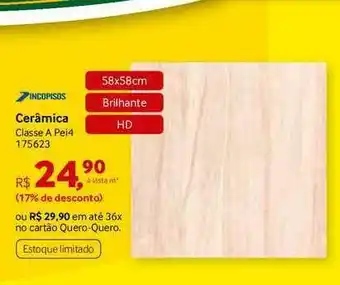 Quero Quero Cerâmica Classe A Pei4 58x58cm oferta