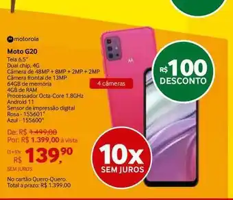 Quero Quero Moto G20 Motorola oferta