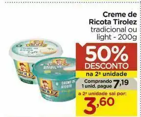 Carrefour Creme de ricota tirolez tradicional ou light oferta