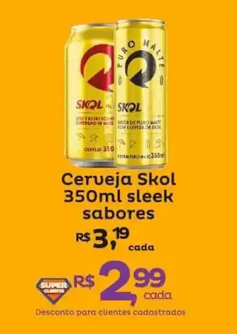 Super Lagoa Cerveja Skol 350ml sleek sabores oferta