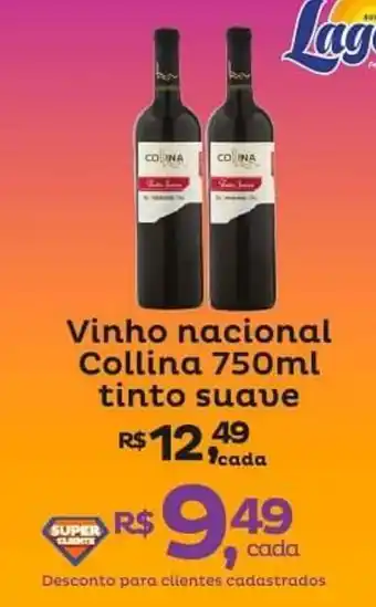 Super Lagoa Vinho nacional Collina 750ml tinto suave oferta