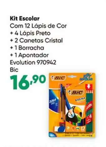 Zaffari Kit Escolar Com 12 Lápis De Cor + 4 Lapis Preto + 2 Canetas Cristal + 1 Borracha + 1 Apontador Evolution Bic oferta