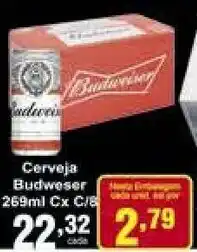 Rossi Supermercado Cerveja Budweiser 269ml cx oferta