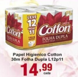 Rossi Supermercado Papel Higiénico Cotton 30m Folha Dupla L12 p11 oferta