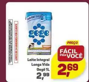Leite Integral Longa Vida Gegê 1L